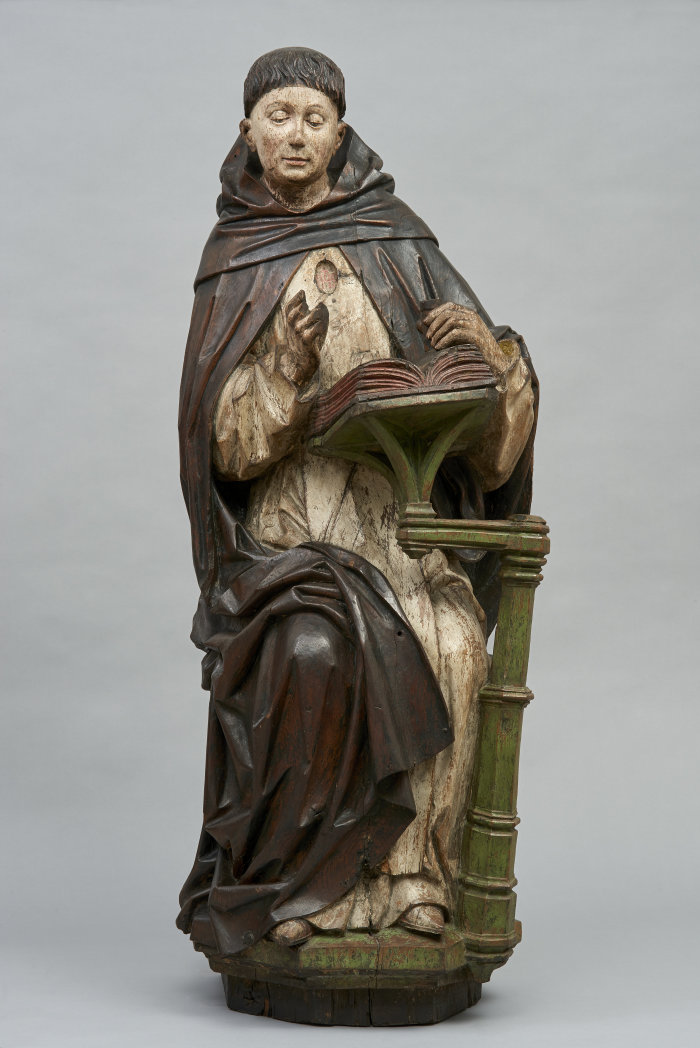 Hl. Thomas v. Aquin, niederrheinisch um 1480 Holzskulptur.