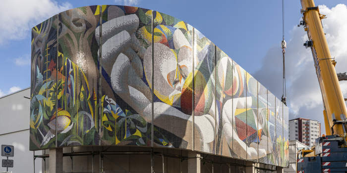 Einweihung des Renau-Wandmosaiks am Moskauer Platz mit Bürgerfest