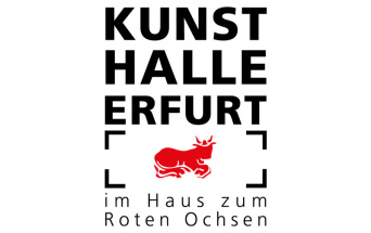 Schriftzug Kunsthalle Erfurt, Haus zum roten Ochsen mit der grafischen Abbildung eines liegenden roten Ochsen