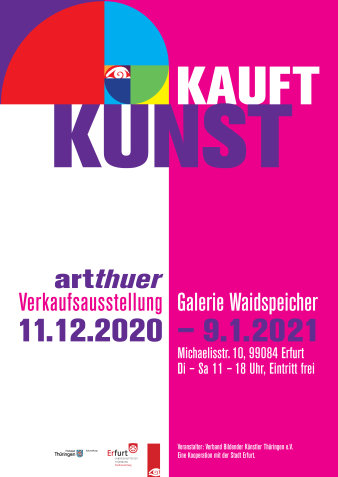 ein Plakat zur Ausstellung mit dem Titel "Kauft Kunst"
