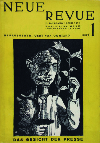Eine Figur mit skelettartigem Kopf hält eine Pistole und eine Blume in der Hand