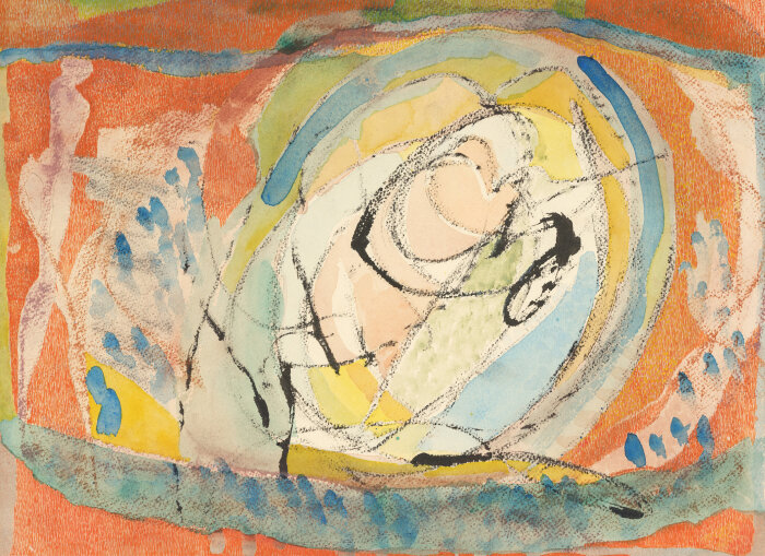 Bunte Zeichnung im Querformat in warmen Tönen