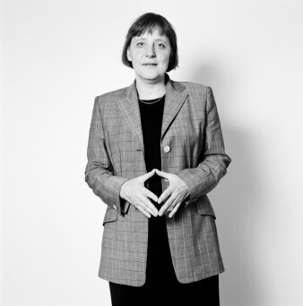 Schwarz-Weiß-Fotografie von Angela Merkel