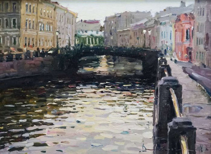 Gemälde einer Wasserstraße