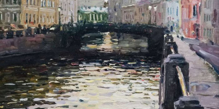 Gemälde einer Wasserstraße